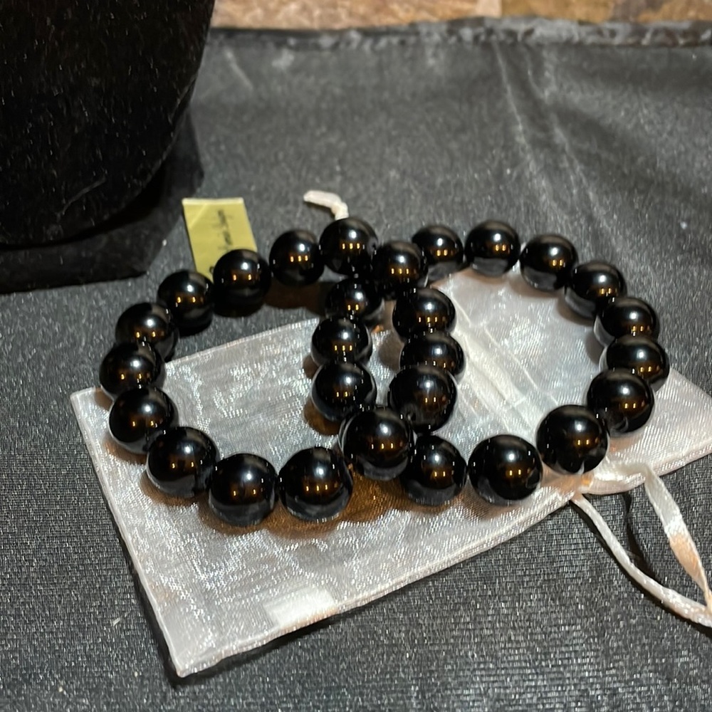 NWT set of two black bead stretch bracelets called Have A Ball
